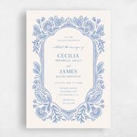 Blue Wedding Invitation - Caleania Portrait