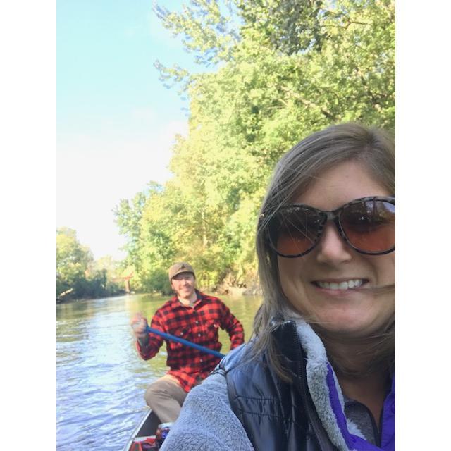 Brendan and Lindsey canoeing for Brendan's birthday celebration.