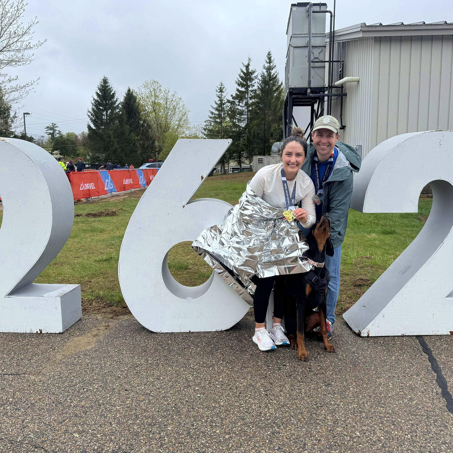 Sam ran a marathon, and Goose and Andrew met her at the finish