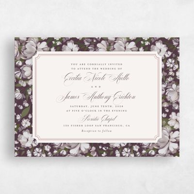 Dark Plum, Purple Wedding Invitation - Annika Landscape