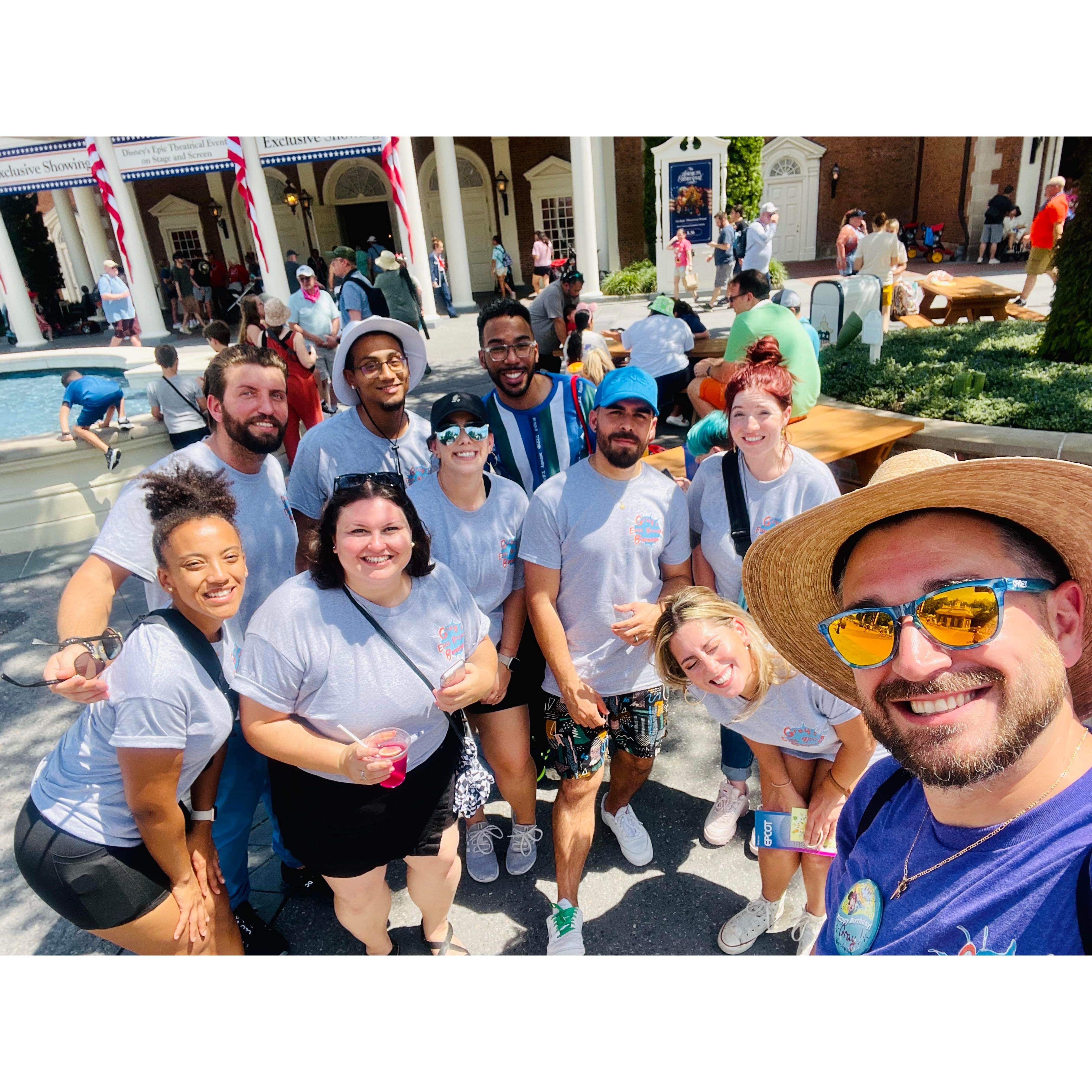 Epcot for my birthday with matching shirts!