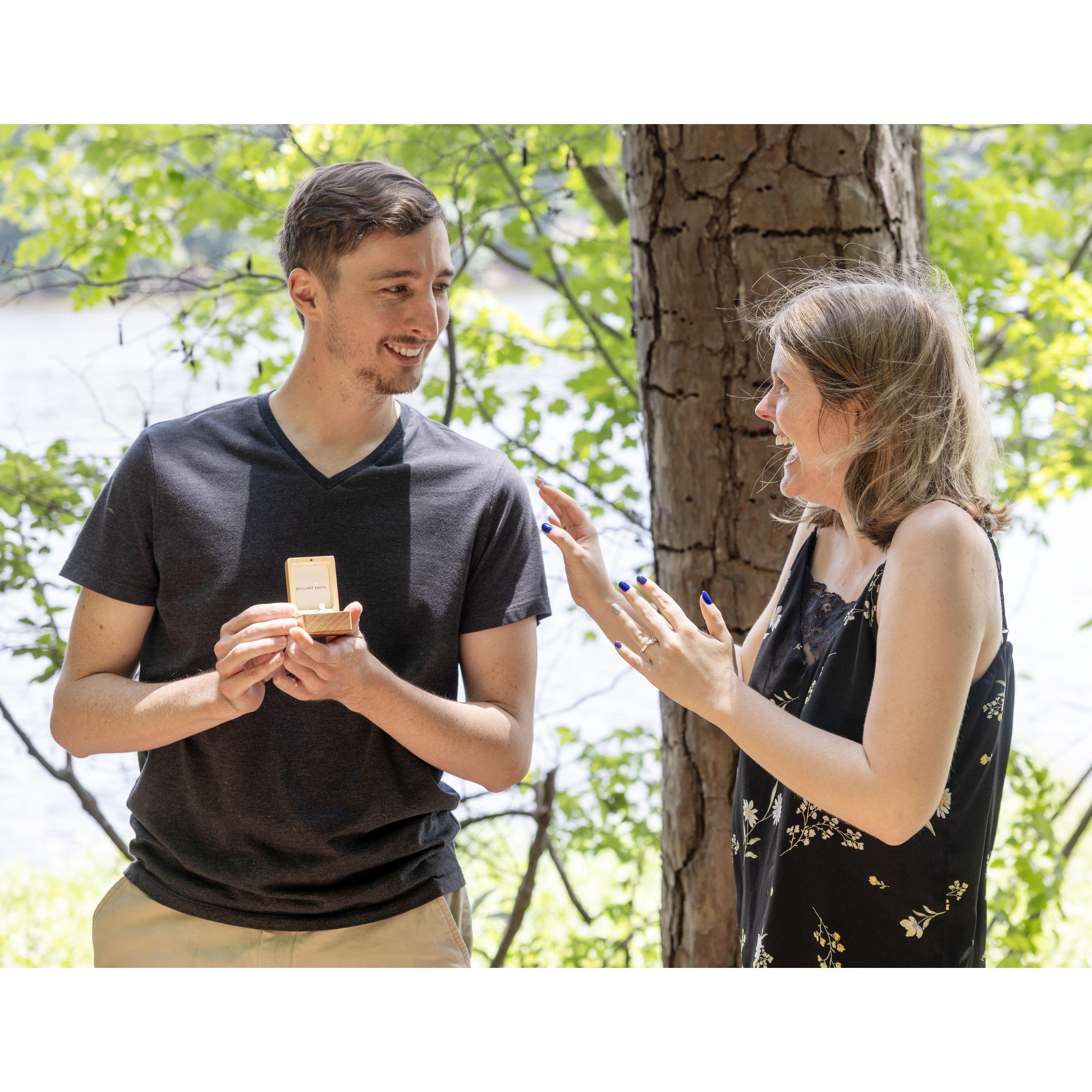Taylor didn't let Troy ask before she said "Yes", so he knew the answer before he got to deliver his speech.