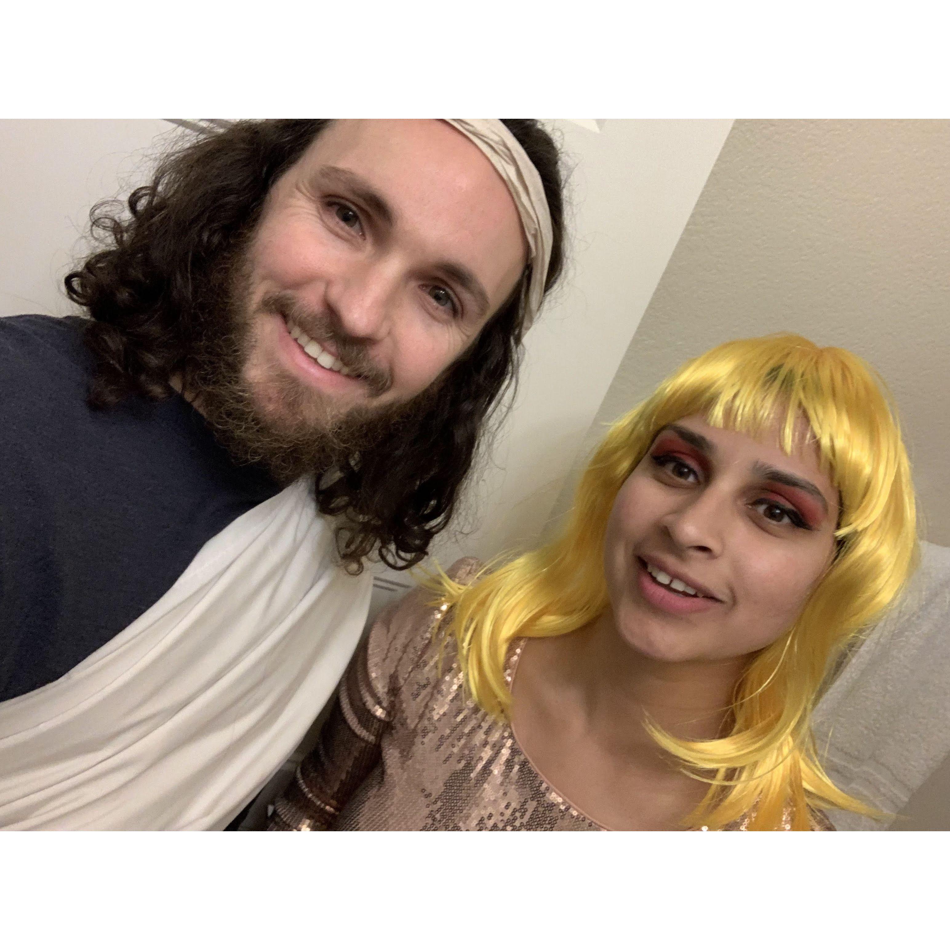 Tried to enjoy Halloween during our third year. It was first time everyone was out post COVID so David and I threw on whatever. Can you guess what David is dressed as?