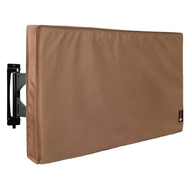 iBirdie Outdoor TV Cover 28 to 32 inch Weatherproof, Cover Size 29''L x 19''H, Waterproof for Outside Flat Screen 28 to 32 inch TV, Brown, 600D Thick Fabric Screen Protector with Bottom