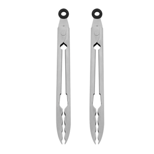 KitchenAid Set of 2 Stainless Steel Tongs with Scalloped Edges Easy Lock Dishwasher Safe Durable and Versatile Silver 7 Inch