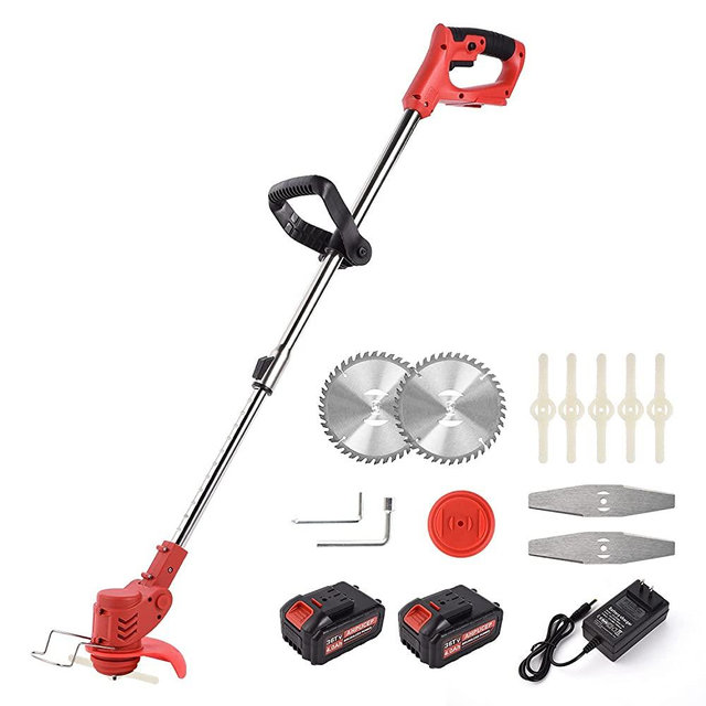 36Tv Cordless String Trimmer,Weed Eater with 3Types Blades,Weed Wacker Battery Powered with 4.0Ah Battery,Brush Cutter for Pruning/Trimming/Gardening,Grass Trimmer with Telescopic Rod &Adjustable Head