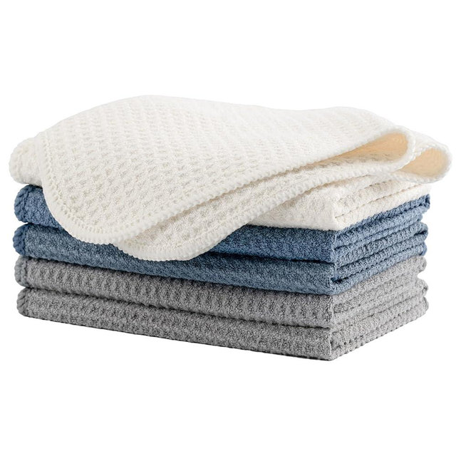 MICROFI New Microfiber Kitchen and Dish Cloths, Waffle Weave, 12 x 12 inches, Set of 6
