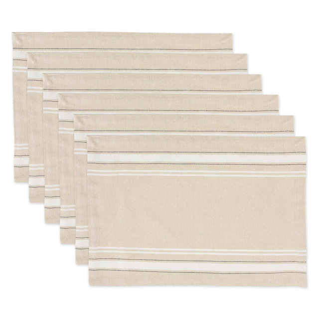 WHITE FRENCH STRIPE PLACEMAT SET/6