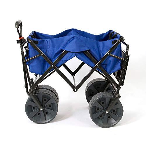 Mac Sports Heavy Duty Collapsible Folding All Terrain Utility Wagon Beach Cart with Table - Blue