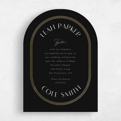 Black Arch Wedding Invitation - Tatum Classic Foil