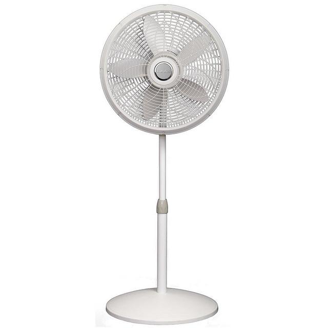 Lasko 1820 18″ Elegance & Performance Adjustable Pedestal Fan, White - Features Oscillating Movement Tilt-back Fan Head