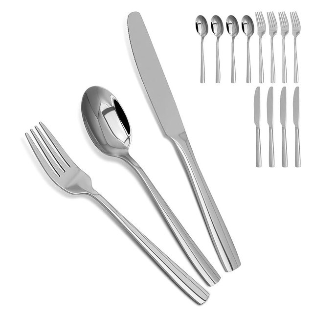 Silverware Set,18/10 Stainless Steel 12Piece Silverware Set with Knives Spoon Forks Set for Home, Kitchen and Restaurant, Mirror Polished& Dishwasher Safe