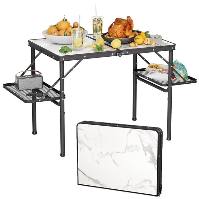 Titanker Folding Camping Table 3ft, Folding Picnic Table, Camp Tables Portable Foldable, 50% Extra Side Space, Outdoor Patio Table, RV Table, Car Camping Essentials, Aluminum Light & Solid
