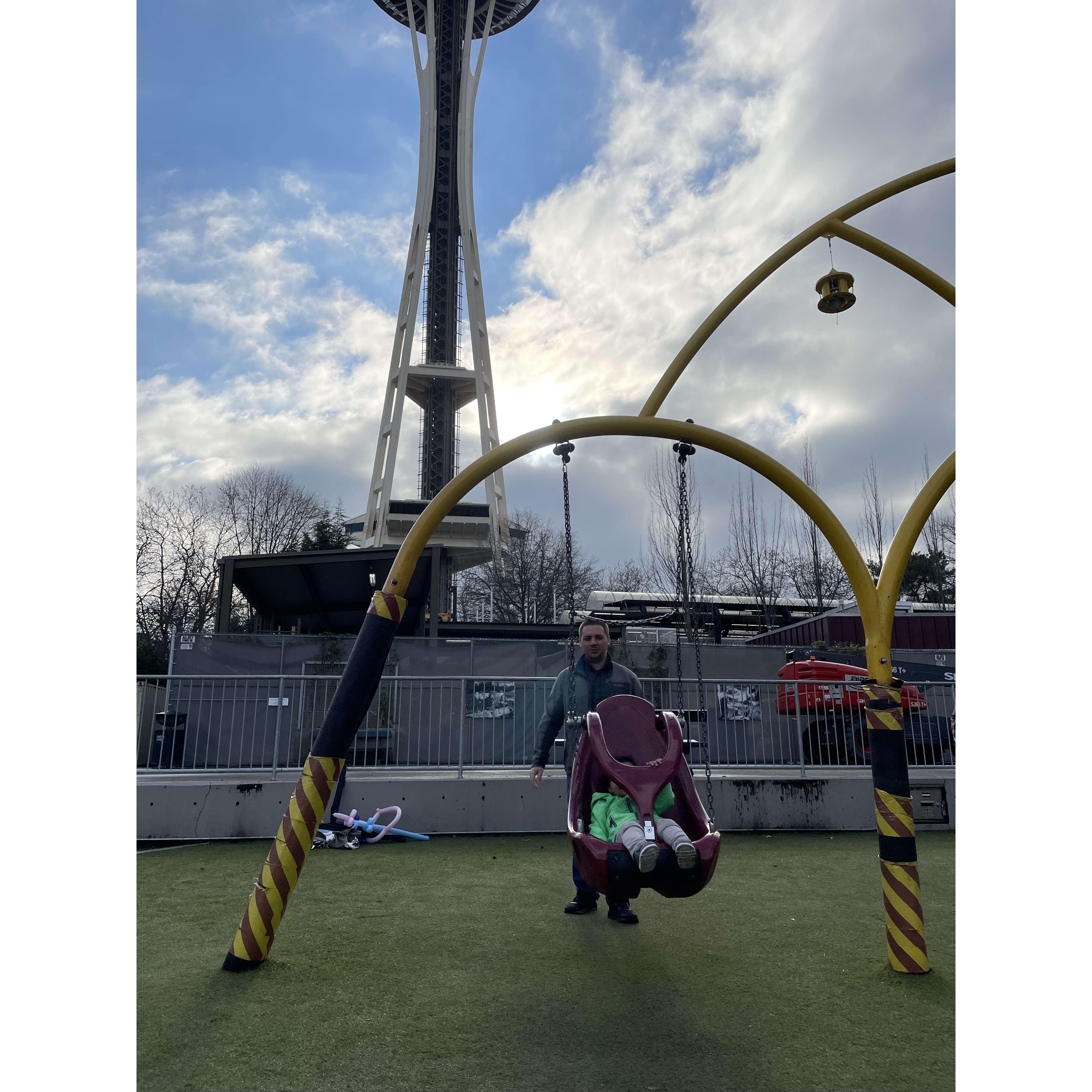 Swings under the space needle