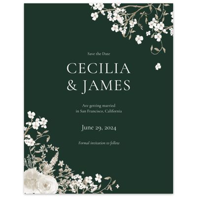 Dark Forest, Green Wedding Digital Save the Date - Rosalind Portrait
