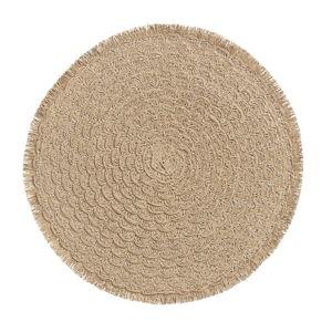 Round Natural Braided Placemat with Fringe Set of 2 - World Market