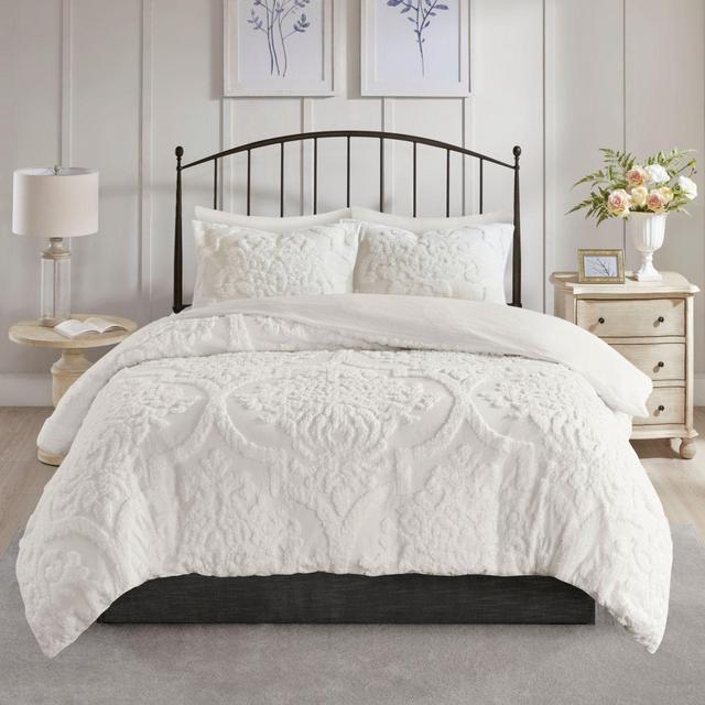 Madison Park Viola 3-Piece California King Duvet Cover Set in White