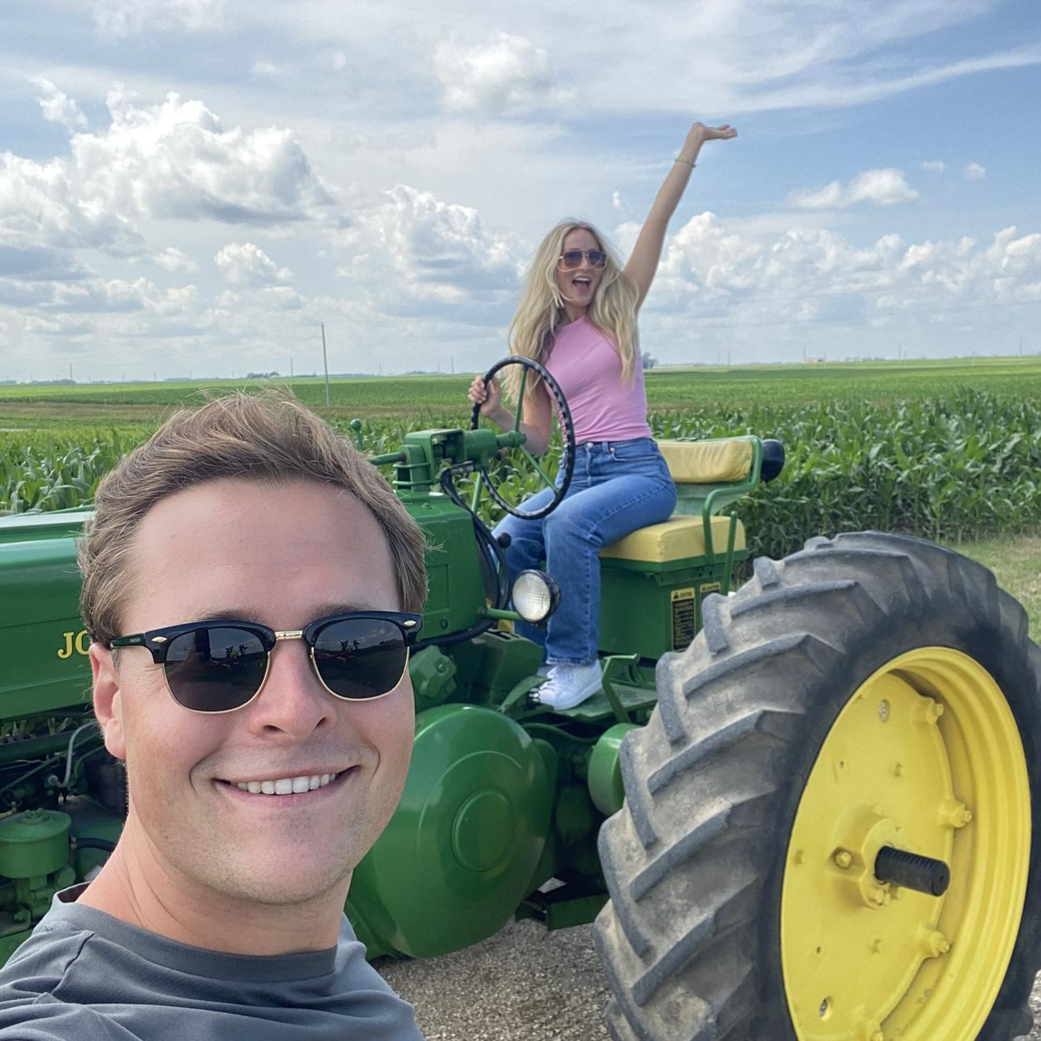 Tyler showing me his Iowa roots on the farm.