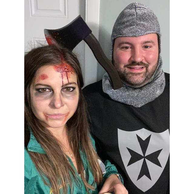 Halloween 2021- Black Knight and a slain Trinity cheerleader... RIP