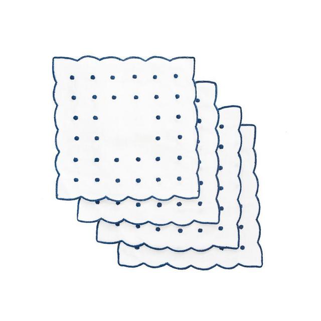 Scallop & Swiss Dot Cocktail Napkins, Set of 4