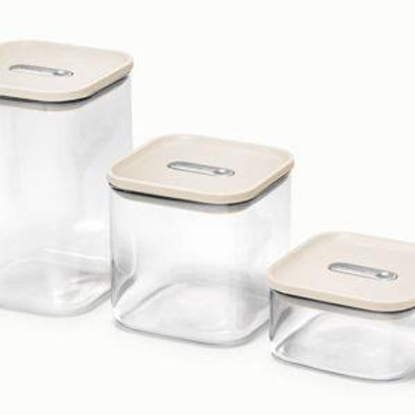 Glass Airtight Container Trio Color Cream