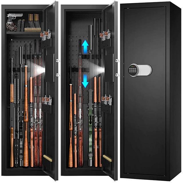 [Upgraded] 6-8 Fireproof Gun Safe Rifle, 51" Deeper and Larger Long Gun Safes for Home Rifle and Pistols, Heavy Duty Anti-Theft Gun Cabinets for Rifles with 3 Pistol Rack & Silent Mode (Us Stock)