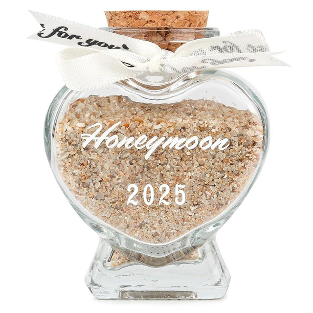 Honeymoon Sand Keepsake Jar 2025 - Honeymoon Gifts, Wedding Gift for Newlywed Couples and Engaged Fiances - Bridal Shower Registry Must-Have for Honeymoon Essentials. (Honeymoon 2025)