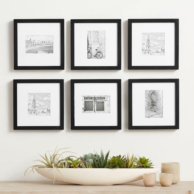 Wood Gallery Frame, 10"x10" Overall (4"x6", 5"x5" Opening) - Black