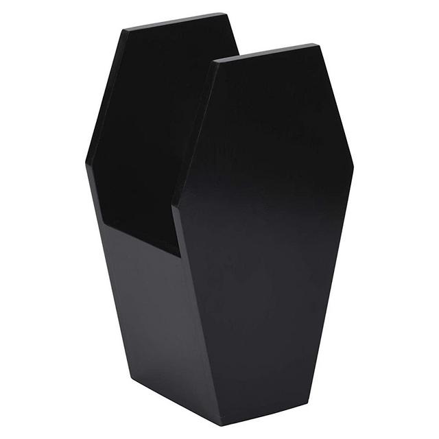 Underground Whispers Coffin Decor - Gothic Kitchen Utensils Holder – Remote Control Caddy, Hair Brush Holder - Storage & Organization for Home, Bedroom, Kitchen, Art Supplies, Goth Room (black)