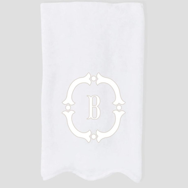 Custom Pair of Monogrammed Luxury Scallop Hand Towels | Weezie