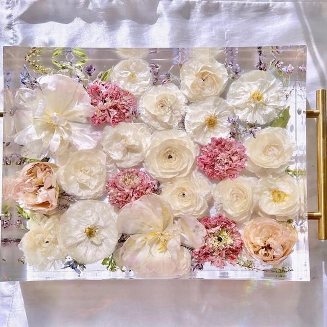 Custom Wedding Bouquet Preservation Tray, Resin Flower Tray, Wedding Flower Art Decor, Floral Wedding Art, Preserved Flowers in Resin Tray