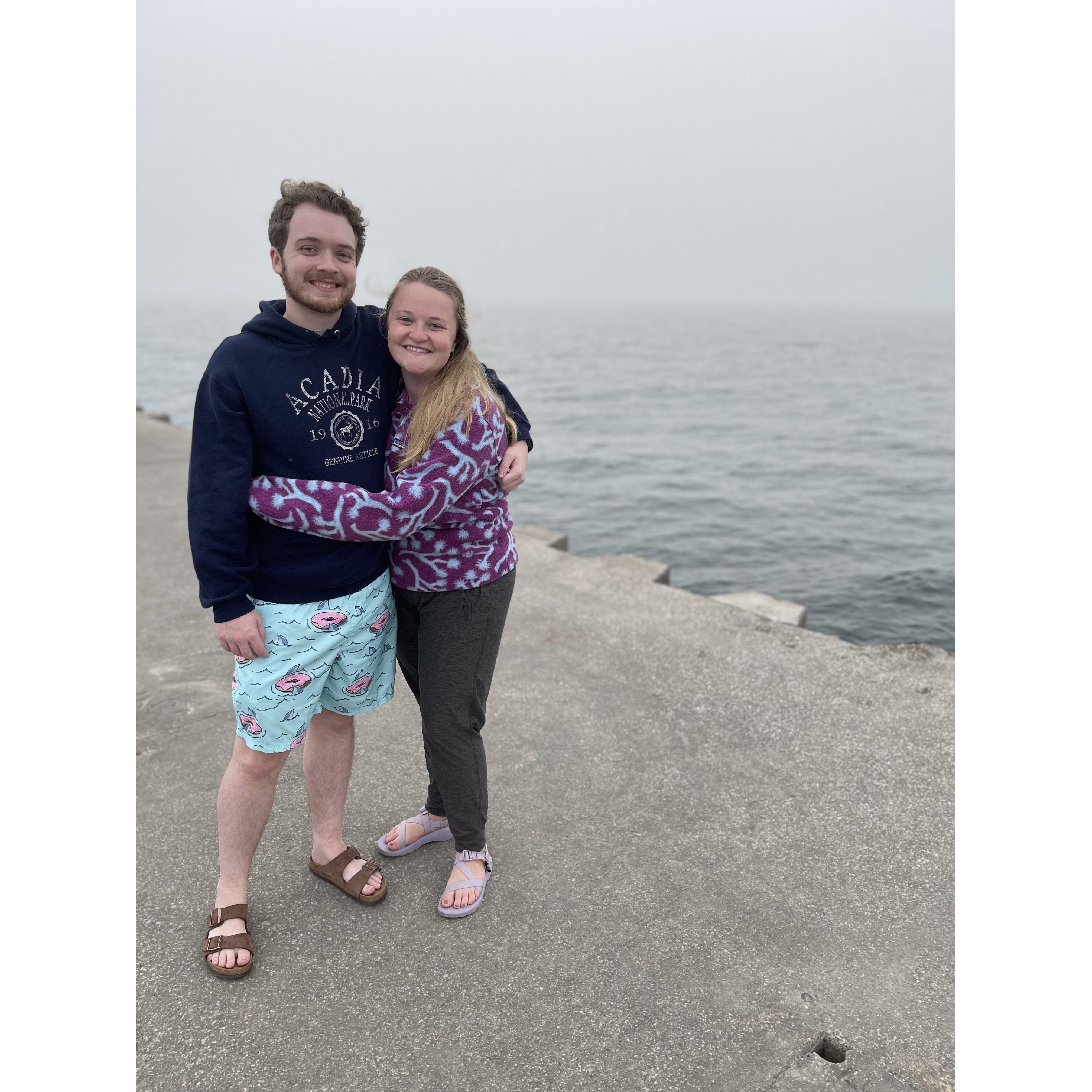 Spencer came to visit me while camping at Holland State Park
