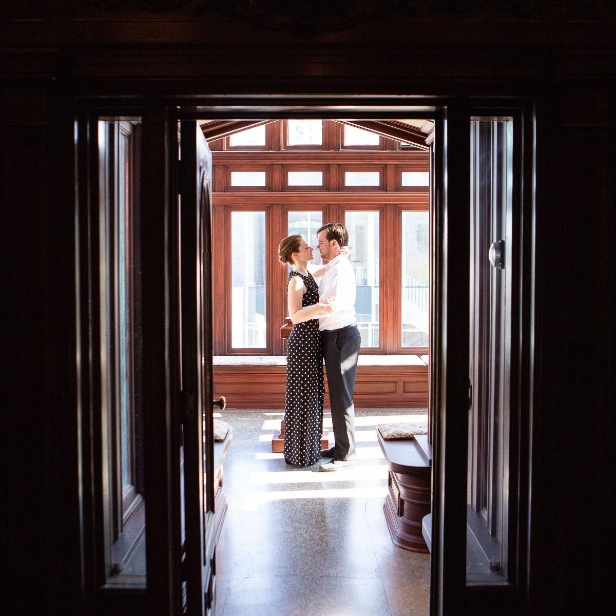 In the solarium at Turnblad Mansion