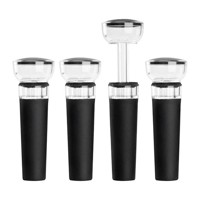 mafiti Wine Stoppers, 4 PACK Vacuum Wine Stopper, Silicone Bottle Stoppers with Built-in Vacuum Wine Saver Pump Food-safe Silicone Caps