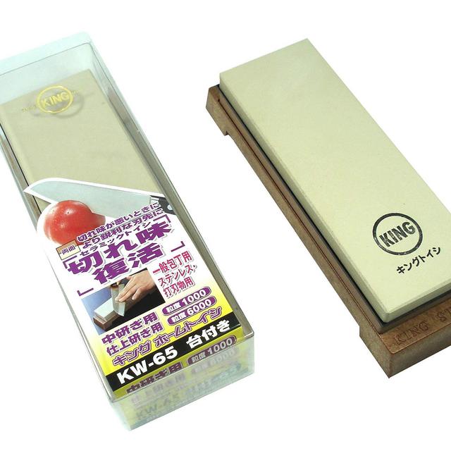 KING KW65 1000/6000 Grit Combination Whetstone with Plastic Base