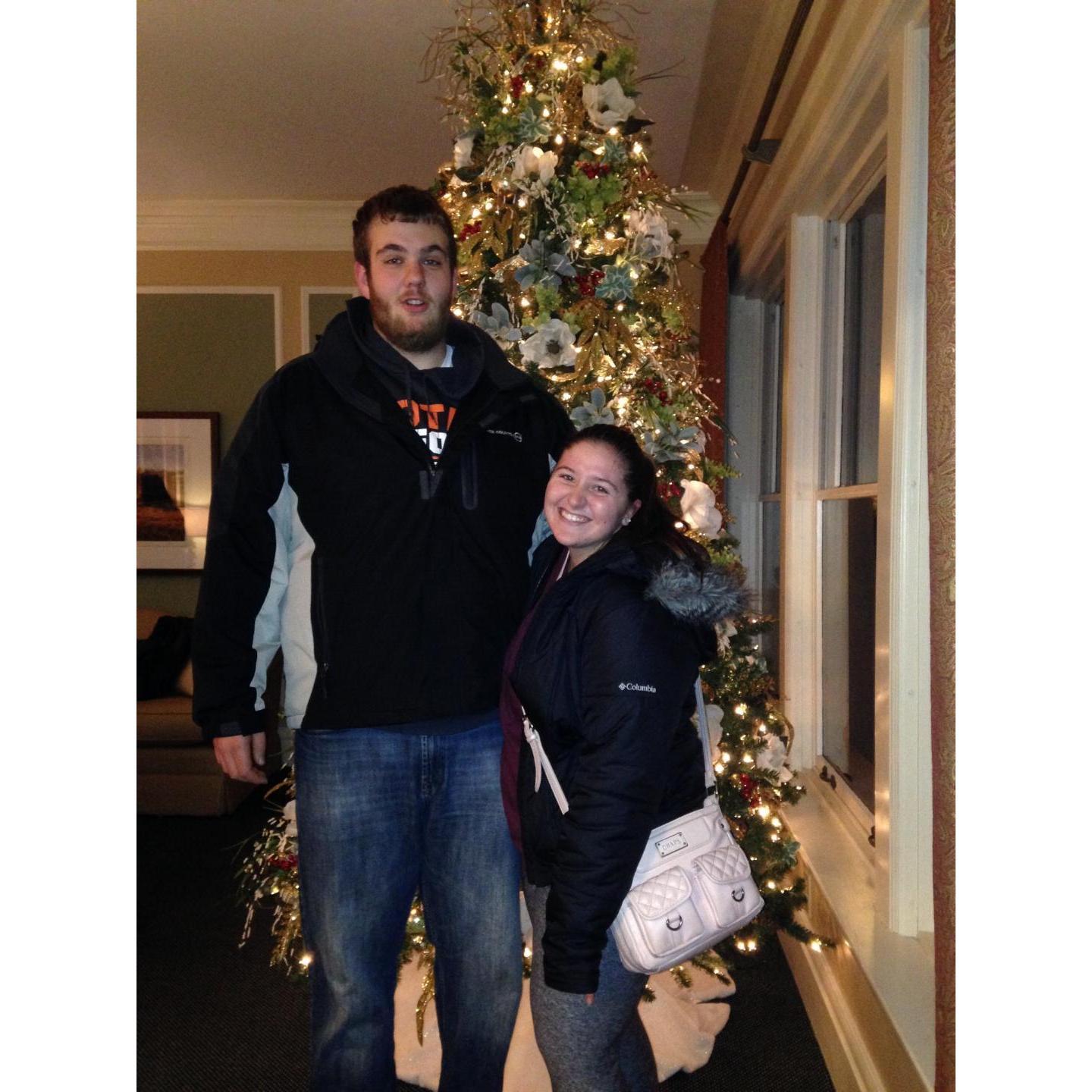 Our first Christmas as a couple, we went to the ISU president's house for hot chocolate and cookies!