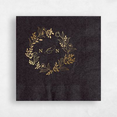 Black Wedding Napkin - Seraphine Wreath
