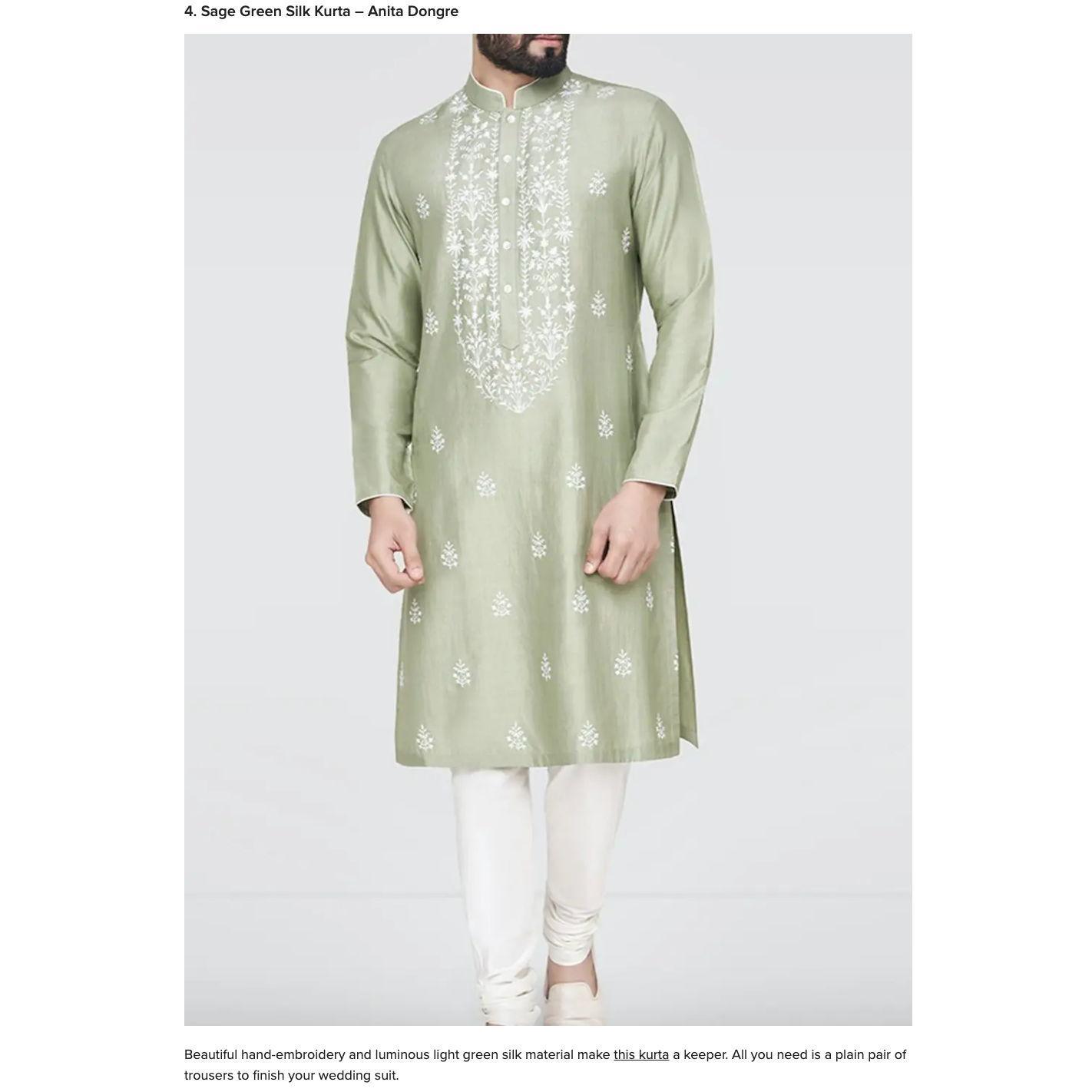 male ceremony outfit- silk kurta