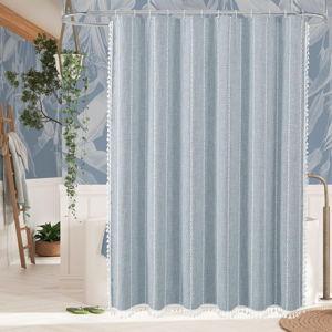 MitoVilla Blue Boho Fabric Shower Curtain