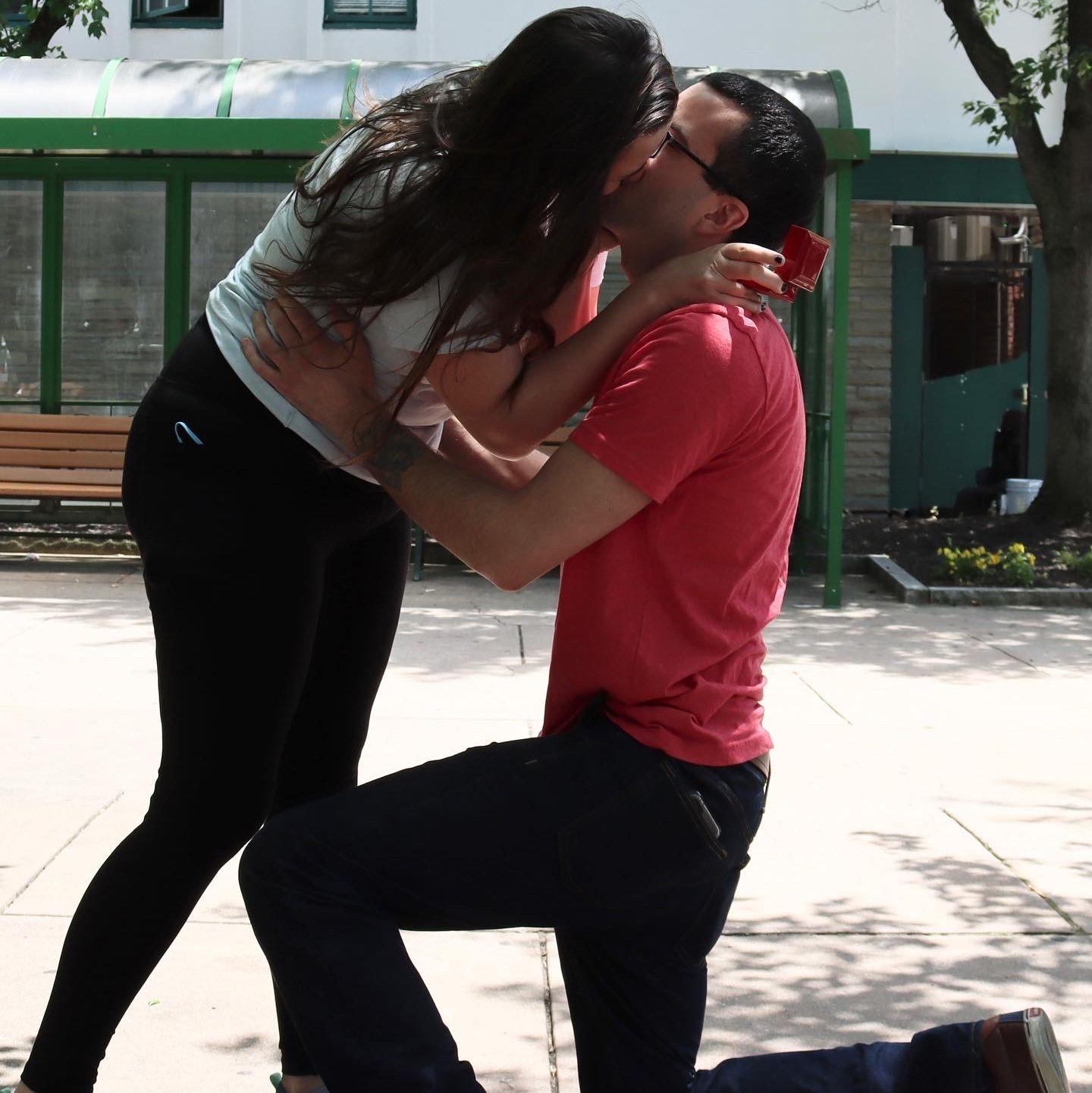 The day he proposed - outside of Tired Hands