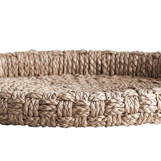 Creative Co-Op Round Braided Bankuan Tray with Handles
