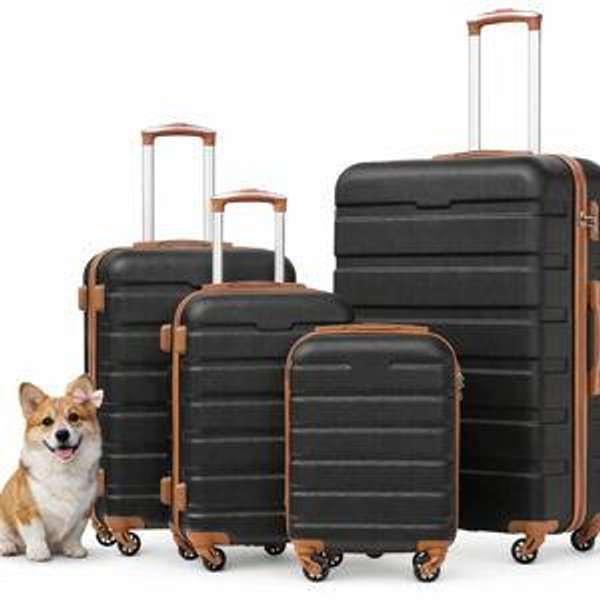 Coolife Luggage Set - Apricot Black