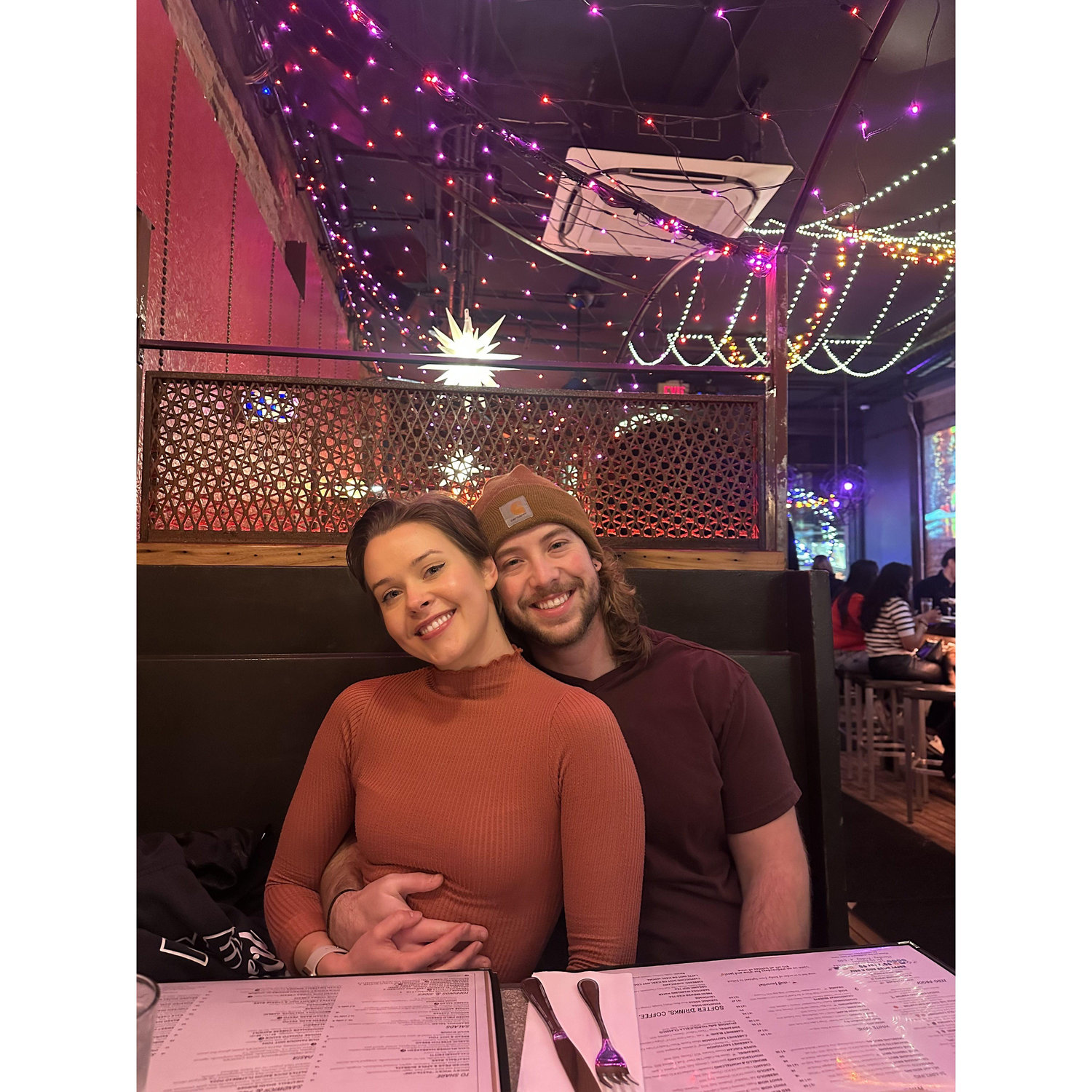 Mason visits Syracuse: dinner at Pastabilities with Kristen and Blake!