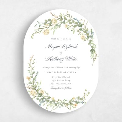 White Oval Wedding Invitation - Nektar Portrait