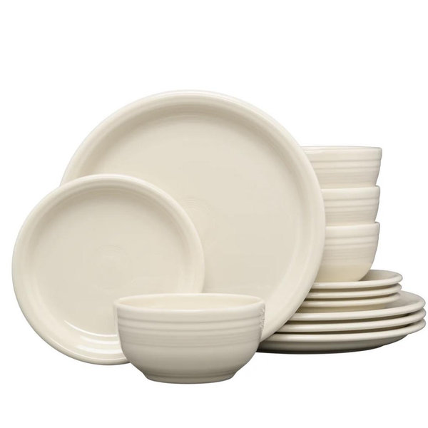 Linen Bistro Coupe 12-Piece Dinnerware Set, Service for 4