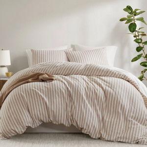 Etta All Season Striped 3PCS Duvet Set - Terracotta, King Duvet Cover + 2 King Shams