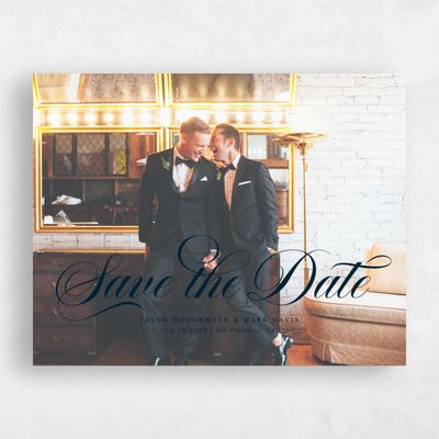 Darkest Teal, Blue Wedding Save the Date - Marquis Landscape