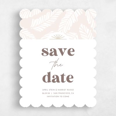 Beige Scalloped Wedding Save the Date - Tucana Portrait