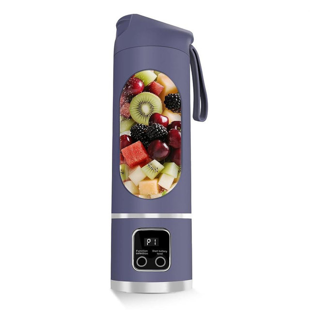Portable Personal Electric Blender，500ML Portable Shakes and Smoothies Blender，12 Blades USB Rechargeable Small Blenders、Mixing、Compact、Convenient and Versatile (Purple)