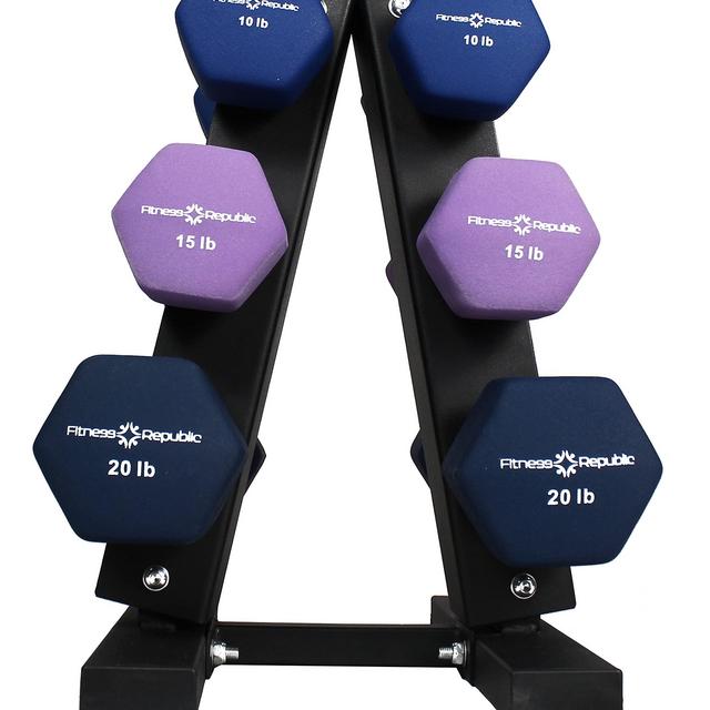 Fitness Republic Solid Steel Dumbbell Rack Holder Combo, Dumbbell Sets with Rack A-Frame, Free weights dumbbells set for home gym exercise, 3/5 Tier weight racks for dumbbells, weight tower 3/5 Holder